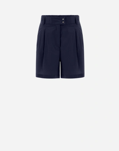 Herno Light Cotton Stretch Shorts In Navy Blue