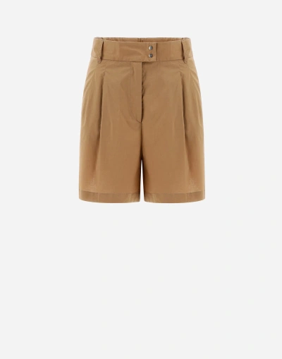 Herno Light Cotton Stretch Shorts In Sand