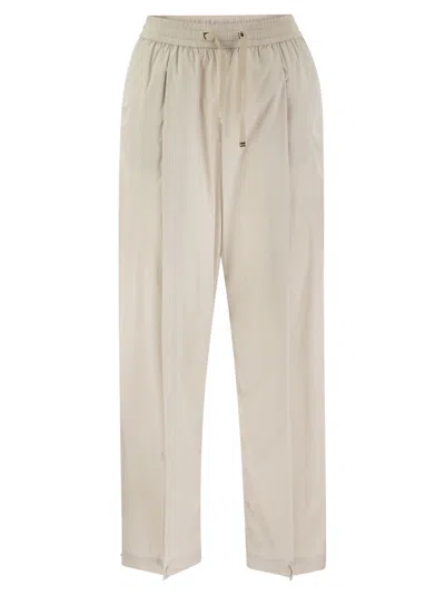 Herno Light Stretch Nylon Trousers In Cream