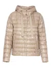 Herno Light Gray Reversible High Neck Down Jacket In Technical Fabric Woman In Beige
