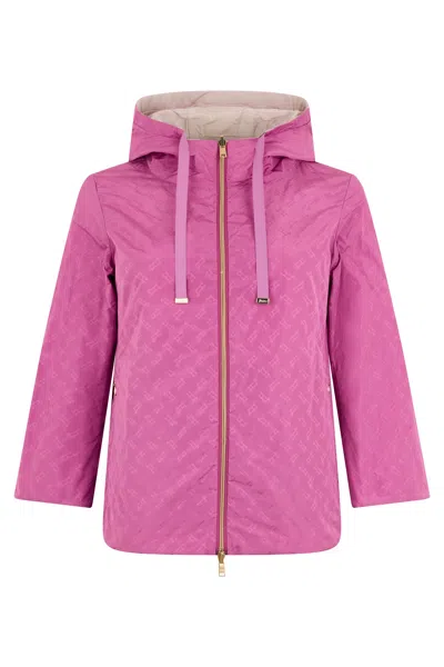 Herno Light Fuchsia Jacket With Zipper And Hood In Pink