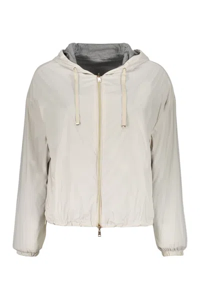 Herno Light Jacket With Hood And Modern Zip In White