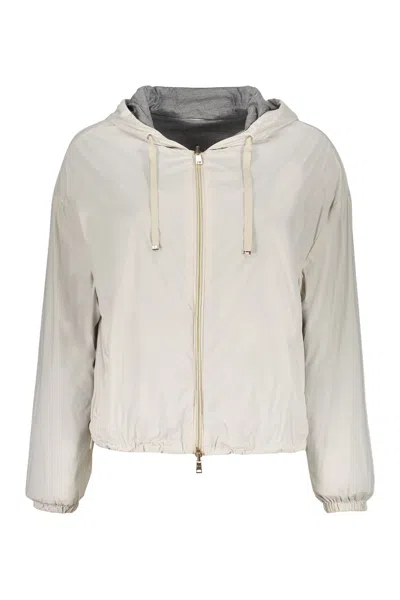 Herno Light Jacket With Hood And Modern Zip In Neutral