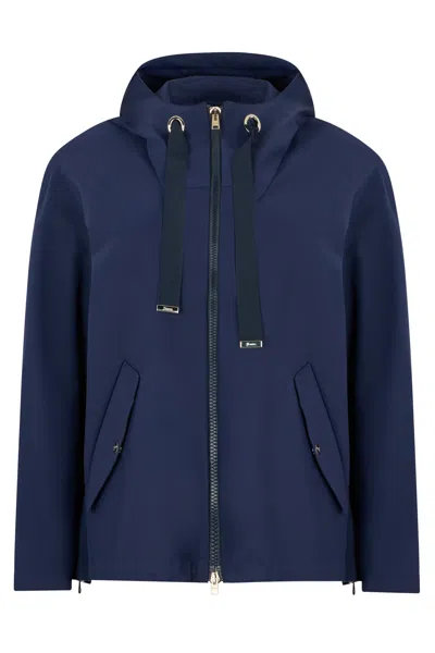 Herno Light Jacket With Hood In Blue