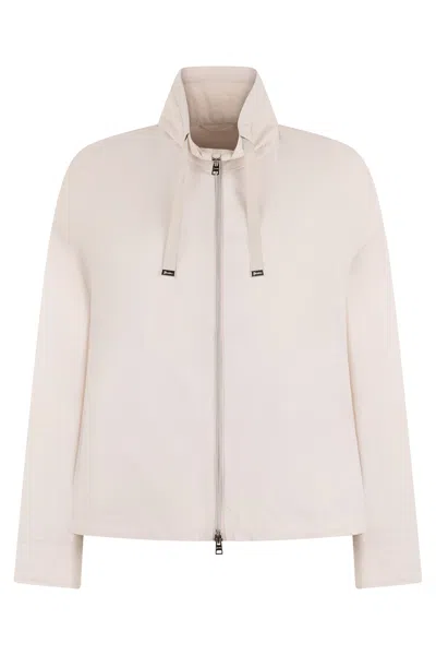 Herno Light Jacket With Zipper And High Collar In Neutral