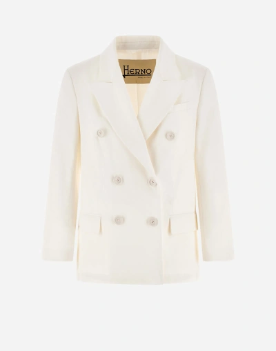 Herno Light Linen Blazer In White