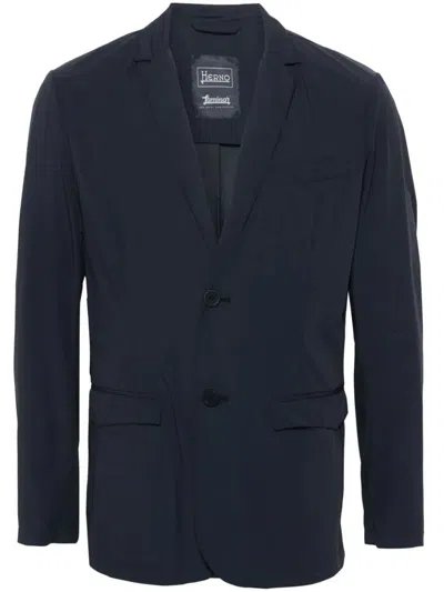 Herno Light Matt Crepe Blazer In Blue