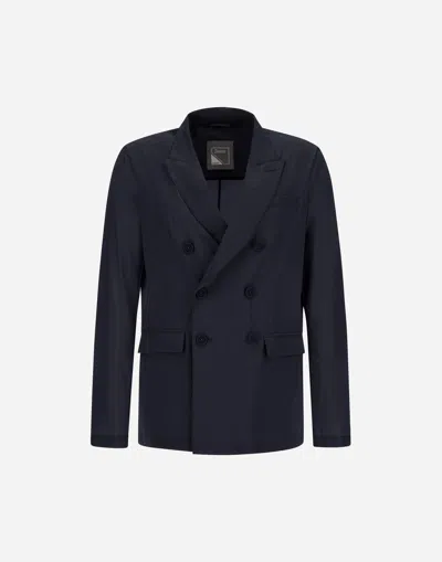 Herno Light Matt Double-breasted Blazer In Blue
