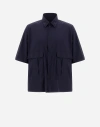Herno Light Nylon Stretch Shirt In Blue