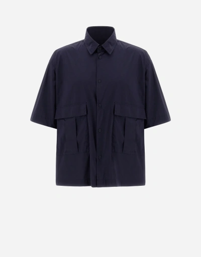 Herno Light Nylon Stretch Shirt In Blue