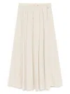 Herno Pleated Stretch Nylon Midi Skirt In Beige