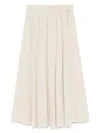 Herno Pleated Stretch Nylon Midi Skirt In Nude & Neutrals