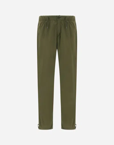 Herno Light Nylon Stretch Trousers In Light Military