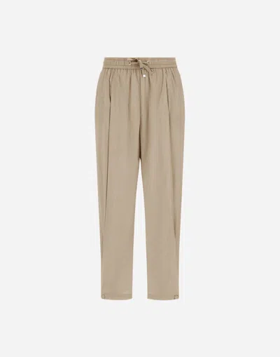 Herno Light Nylon Stretch Trousers In Brown