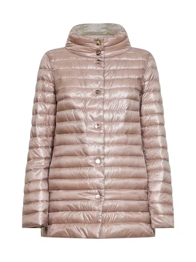 Herno Light Pink And Chantilly Ultralight Nylon Reversible A-shape Down Jacket
