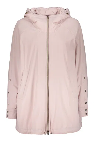 Herno Light Pink Lightweight Jacket With Hood And Zip