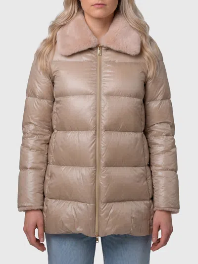 Herno Light Puffer With Collar Ecofur In Brown