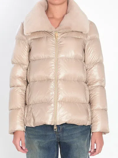 Herno Women Light Puffer With Collar Fur In Gray
