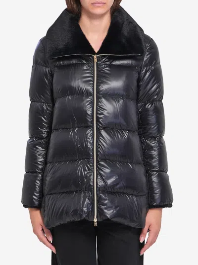 Herno Nylon Ultralighe E Faux Down Jacket In Black