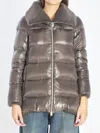 Herno A-shape Long Down Jacket With High Neck In Gray