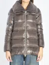 Herno A-shape Long Down Jacket With High Neck In Gray