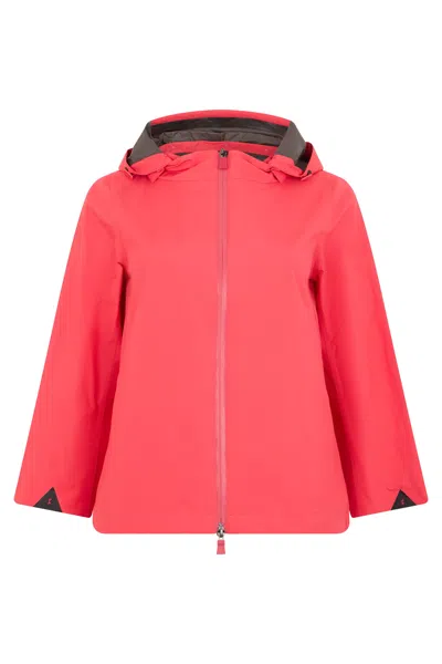 Herno Light Red Jacket With Hood And Zipper