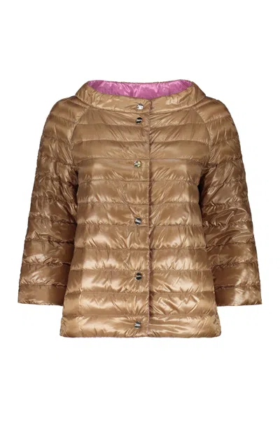 Herno Light Reversible Down Jacket In Brown