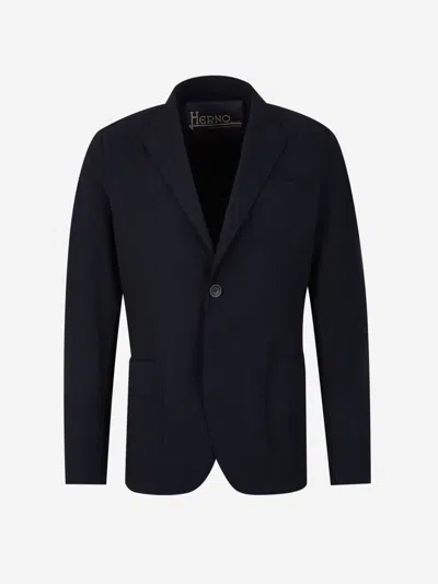 Herno Plain Single-breasted Tailored Blazer In Blue
