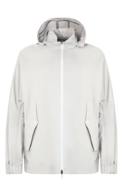 Herno Light White Jacket With Hood And Zip In Gray