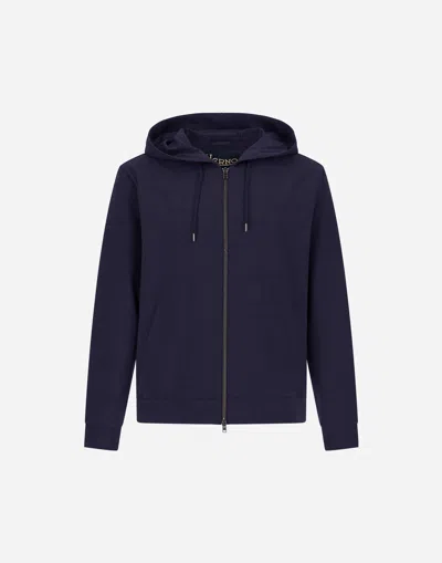 Herno Light Wool Blend Jacket In Blu Navy