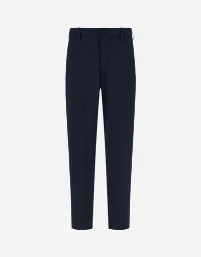 Herno Light Wool Blend Trousers In Blu Navy