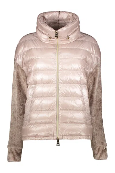 Herno Lightweight Beige Down Jacket For A Modern Look In Pink