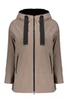 Herno Lightweight Beige Jacket With Hood And Zip In Brown