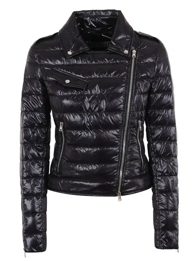 Herno Lightweight Biker Jacket With Diagonal Zip Closure In Black