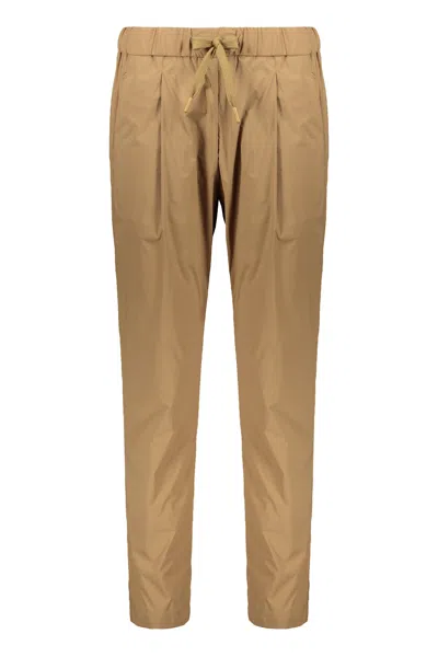 Herno Lightweight Casual Pants With Adjustable Waist In Brown