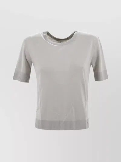 Herno Lightweight Cotton-lyocell Crew Neck Top In Tortora