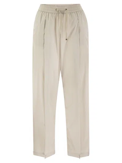 Herno Lightweight Drawstring Cropped Trousers In Beige