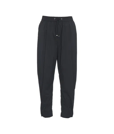 Herno Lightweight Drawstring Cropped Trousers In Nero