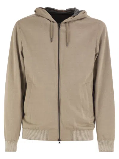 Herno Lightweight Hooded Jacket In Wool-effect Fabric In Neutral