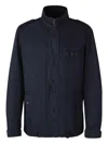 Herno Multipocketed Linen Blend Jacket With Front Zip In Blue