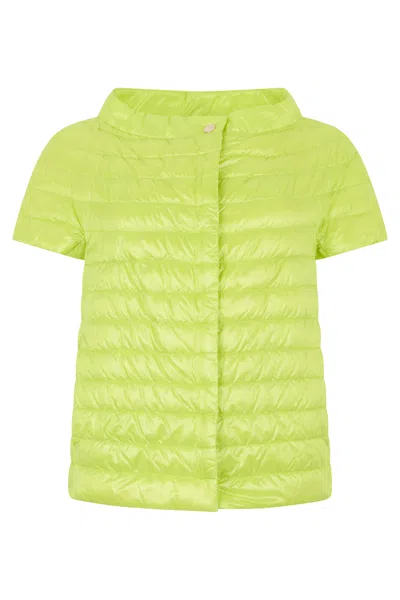 Herno Lightweight Jacket With Short Sleeves In Lime Green With Versatile Design