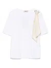 Herno T-shirt With Shoulder Scarf In White
