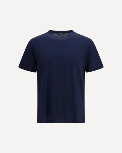 Herno Lightweight Jersey Voile Crêpe T-shirt In Blue