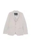 Herno Buttoned Textured Blazer In Gray
