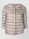 Herno Lightweight Quilted Coat Three Quarter Sleeves Buttons In Brown