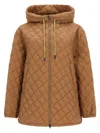 Herno Diamond Quilted Drawstring Down Jacket In Brown