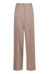 Herno Trousers In Linen Pinstripe In Beige