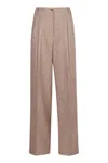 Herno Trousers In Linen Pinstripe In Beige