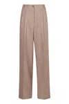 Herno Trousers In Linen Pinstripe In Beige