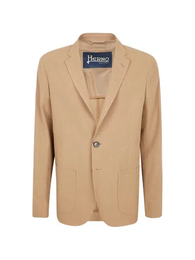 Herno Linen Blazer In Nude